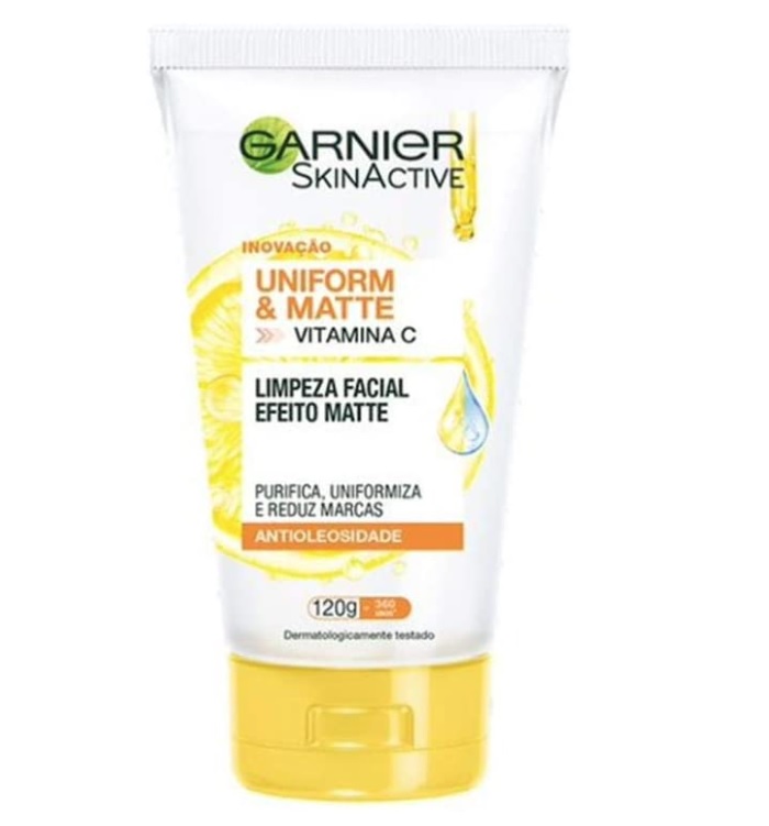 Limpeza Facial Garnier Uniform & Matte Vitamina C Antioleosidade, 120g