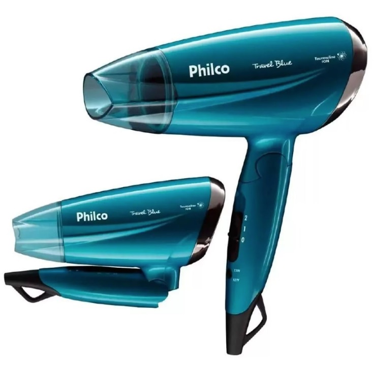 Secador de cabelo, Compact travel blue Psc02, 1200w, Azul, Bivolt, Philco