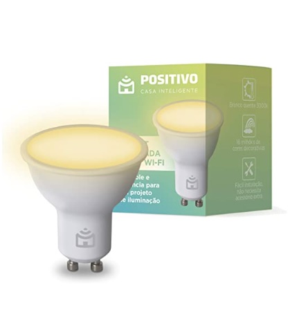Smart Lâmpada Spot Wi-Fi Positivo Casa Inteligente, 350 Lúmens, RGB, dicroica, LED 4,5W, Bivolt – Compatível com Alexa