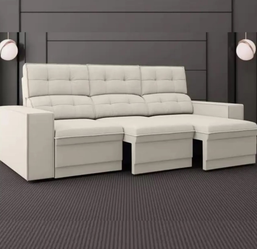 Sofá Retrátil Reclinável 3 Lugares Velosuede Lazio Next Sofás