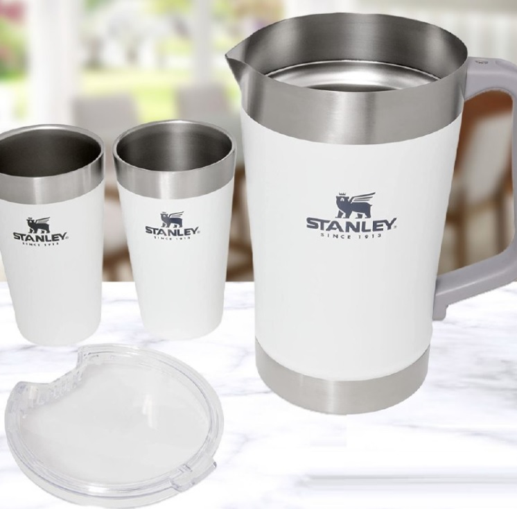 Stanley Conjunto de jarro Stay Chill, jarro de aço inoxidável isolado de 1,8 ml com 2 copos de aço empilhável