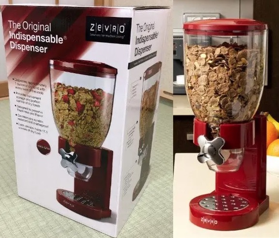 Zevro Dispensador de alimentos secos Indispensável /GAT103, controle único, vermelho/cromado