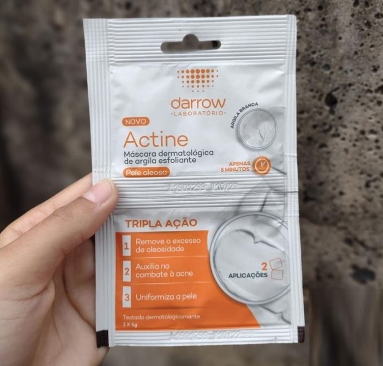 Actine Máscara Dermatológica de Argila Esfoliante, peles oleosas, Darrow – 2x5g, Darrow, 2x5g