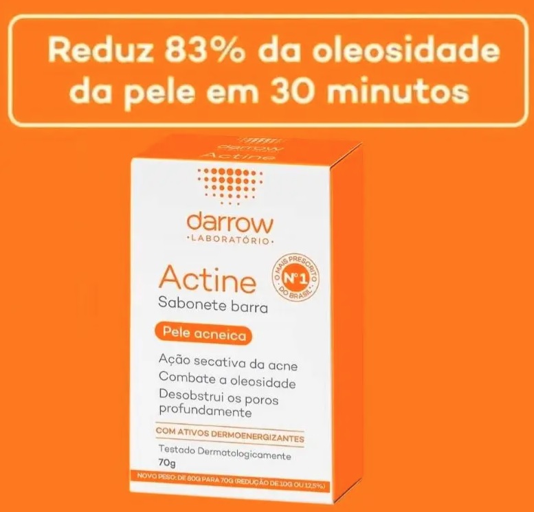 Actine Sabonete Barra, pele oleosa a acneica, Darrow – 70g