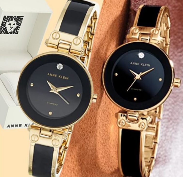 Anne Klein Relógio feminino com mostrador de diamante genuíno