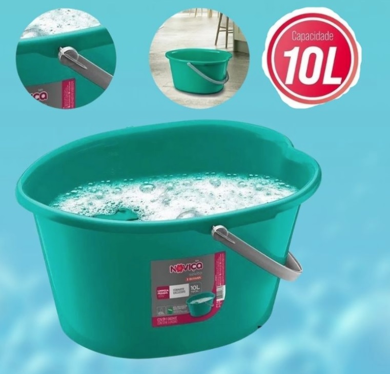 Balde Sekito com Régua de Litragem, 10 L, Verde, Noviça
