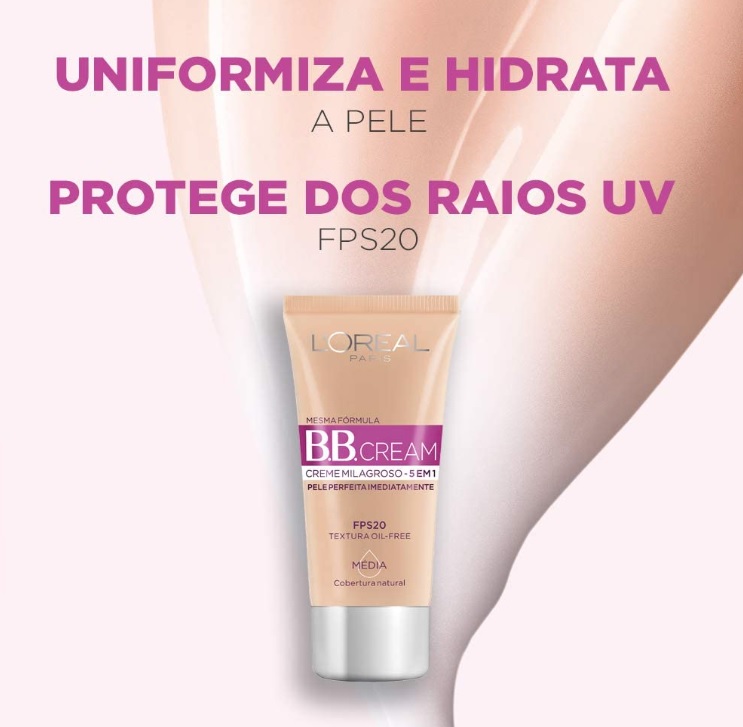 Base BB Cream L’Oréal Paris 5 em 1 Cor Média FPS 20, 30ml