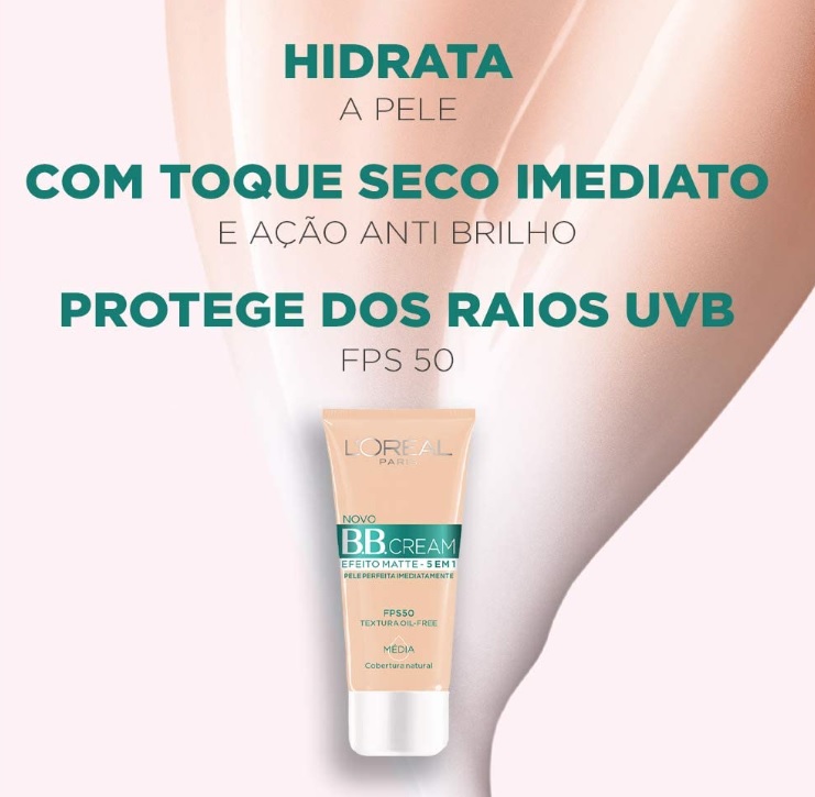 Base BB Cream L’Oréal Paris Efeito Matte Cor Média FPS 50, 30ml