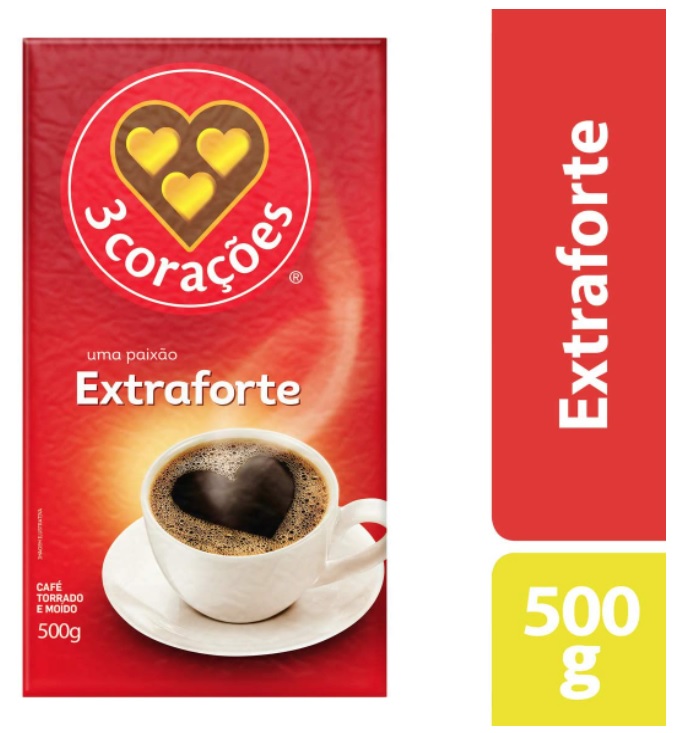 Café Torrado E Moído 3 Corações Extra Forte 500G