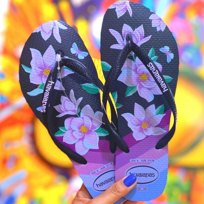 Chinelo Slim Floral, Havaianas, Feminino
