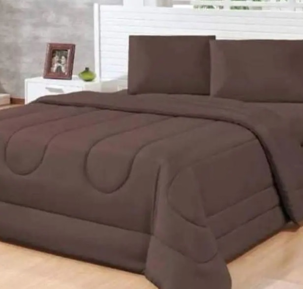 Edredom Casal Queen 3Pçs Cobertor Frio Quente Inverno Marrom