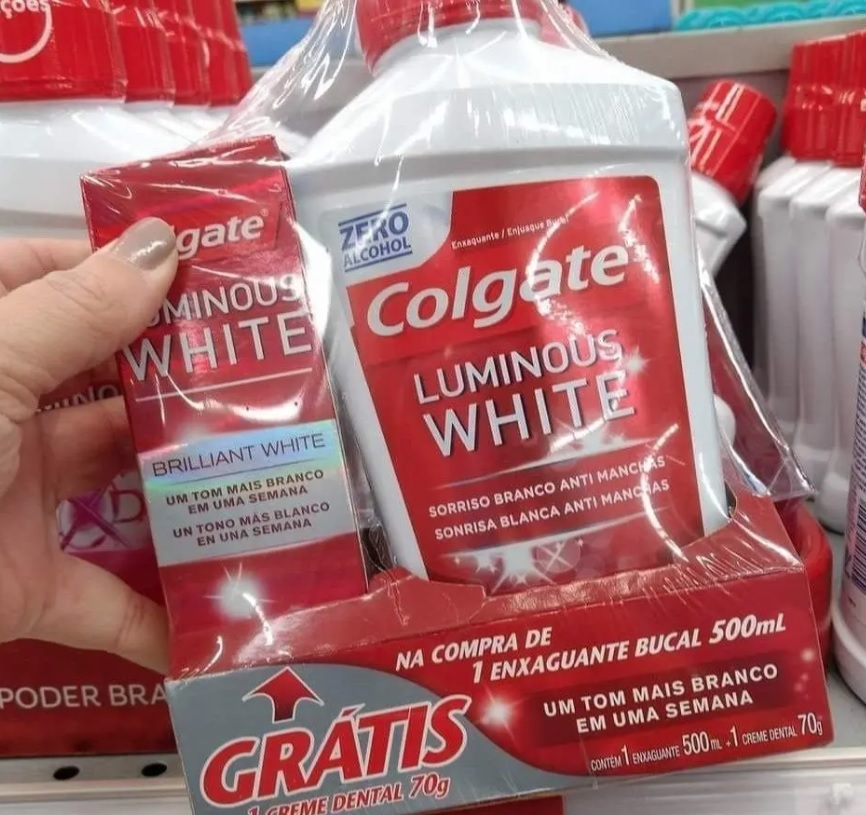 Enxaguante Bucal Colgate Luminous White 500ml Promo 1 Creme Dental