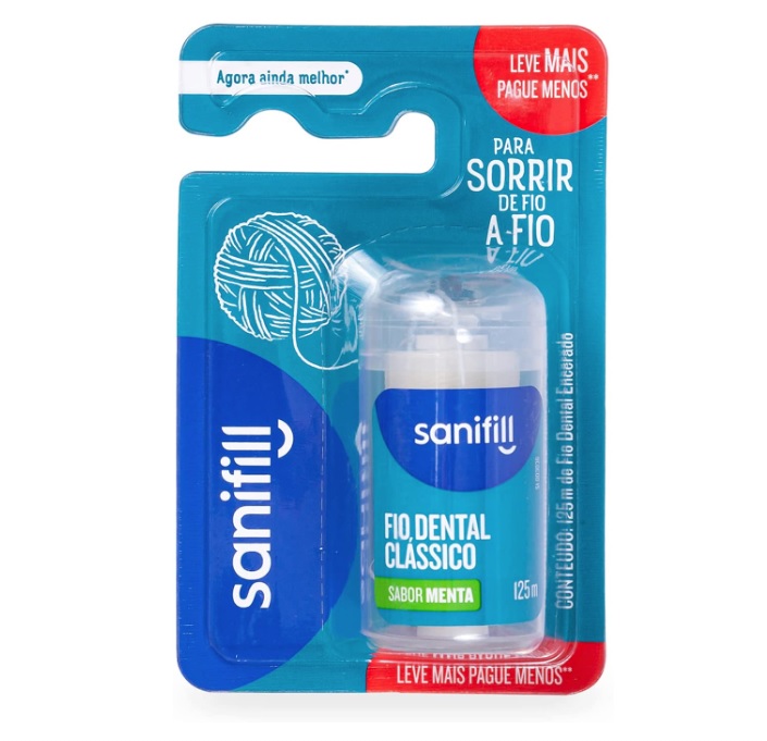 Fio Dental Sanifill Clássico Sabor Mental 125 Metros – Leve Mais, Pague Menos, Sanifill