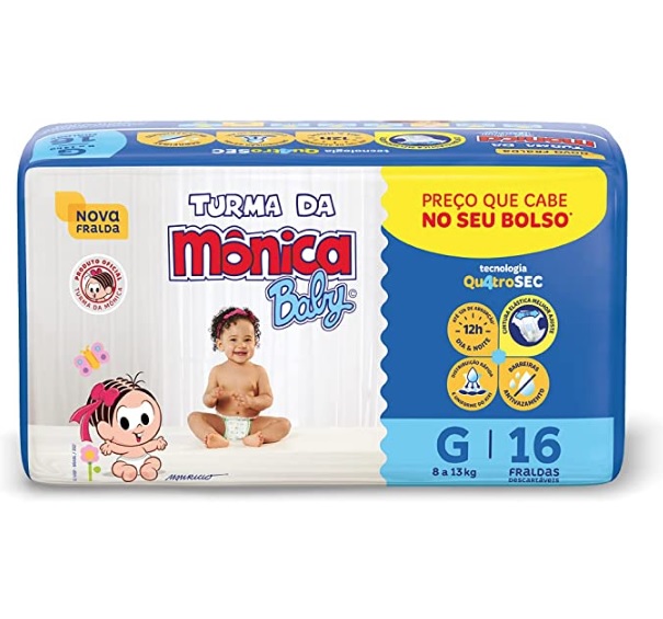 Fralda Turma da Monica Baby Jumbinho G 16 Unidades