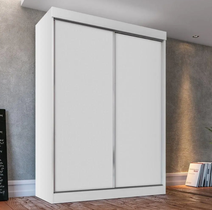Guarda Roupa Solteiro 2 Portas de Correr 2 Gavetas Peônia Yescasa Branco