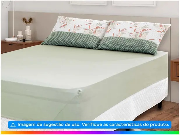 Jogo de Cama King Santista 100% Algodão – Royal Plus Pampulha Verde 3 Peças