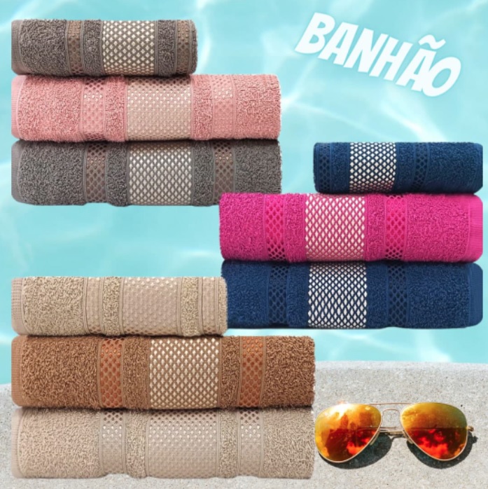 Jogo de Toalhas 3 Peças Banhão Gigante + Rosto 100% Algodão Marcotex Verona – Emcompre