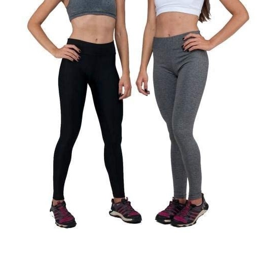 KIT 2 Leggings Fitness Academia Suplex Lisa