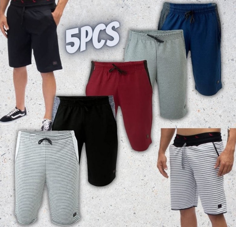 Kit 5 Bermuda Moletom Masculina Original 100% Algodão