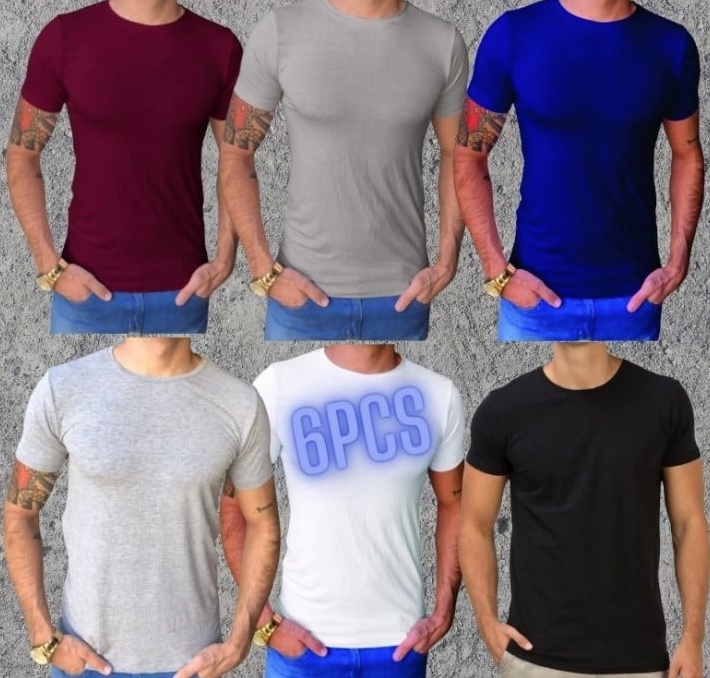 Kit 6 Camisetas Slim Fit Masculinas