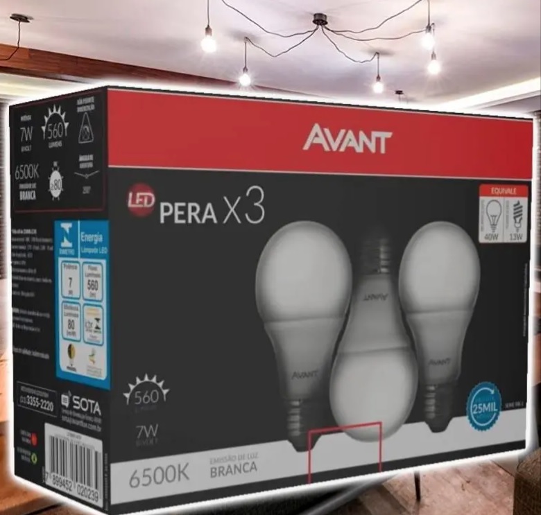 KIT COM 3 LÂMPADAS LED BULBO 15W BIVOLT 6500K Branco Frio AVANT- 335441473