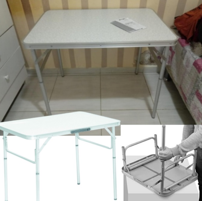 Mesa Dobrável Alumínio 90×60 Cm Vira Maleta Palisad Cor Branco