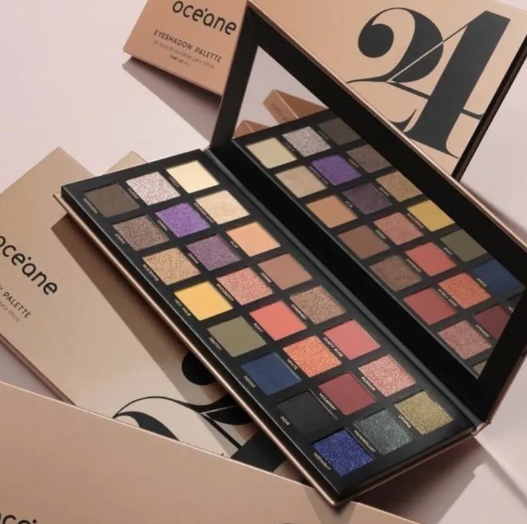 Paleta de sombras 24 cores, 28g, Océane, Océane, 11 Tons Opacos e 13 Cintilantes