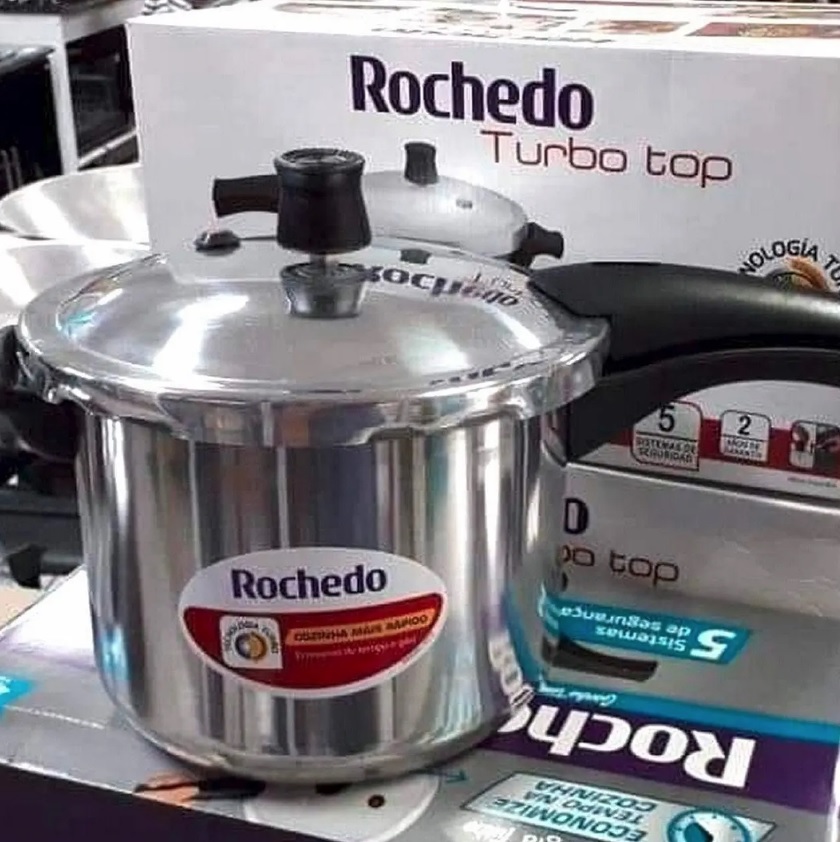 Panela de Pressão Rochedo Turbo Top Polida 7,6L