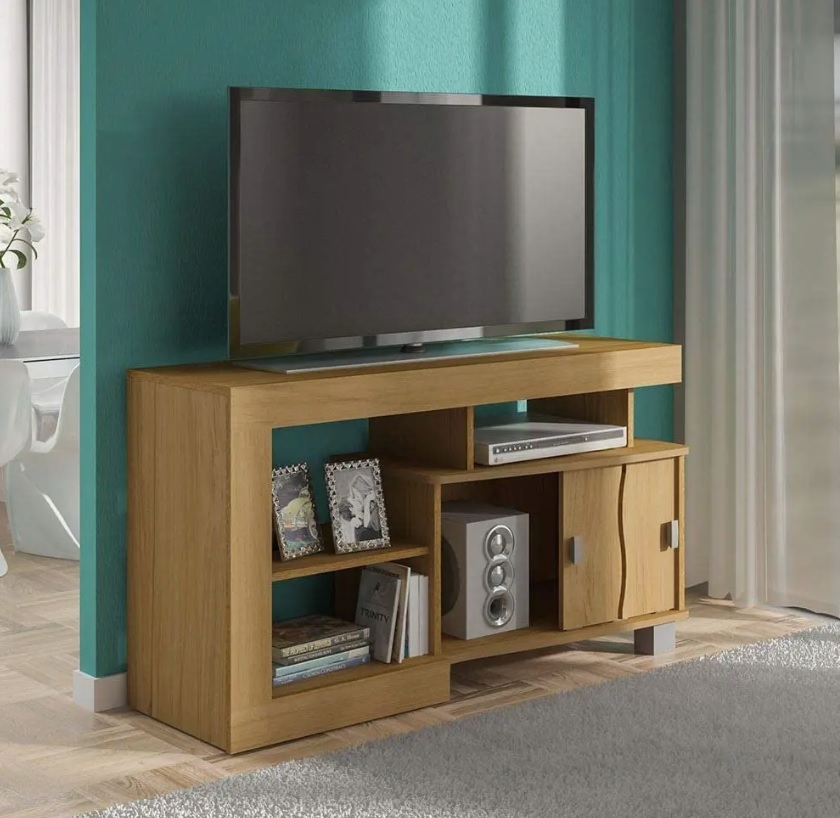 Rack para Tv de até 42″ com porta de correr SENNA cor Freijó/Off White – Artely