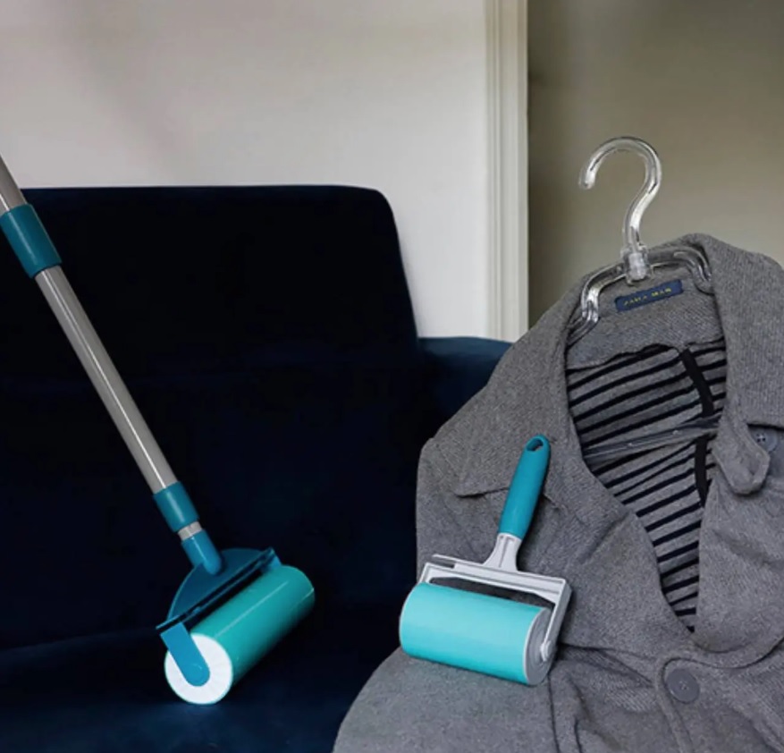 Rolo Adesivo Lavável com Cabo Extensível, remove poeira, pelos e fiapos, FLP7672, Flash Limp