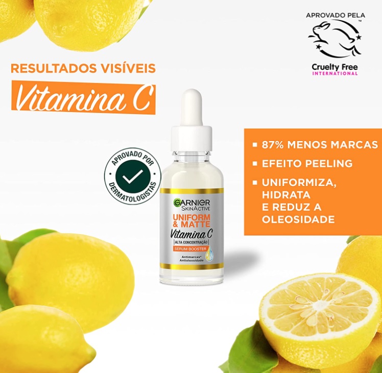 Sérum Facial Antimarcas Garnier Uniform & Matte Vitamina C, 30ml