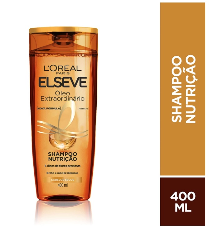 Shampoo Óleo Extraordinário Elseve L’Oréal Paris 400 ml, L’Oréal Paris, Branco, 400Ml