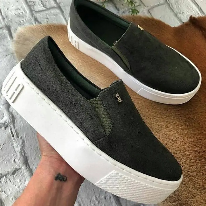 Slip On Santa Lolla Flatform Suede Feminino