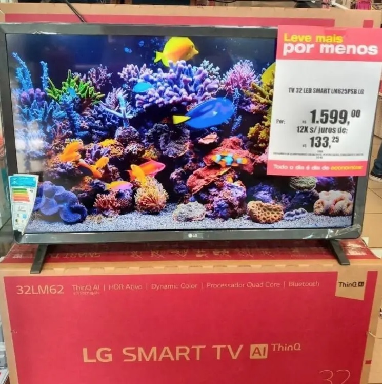 Smart TV LED 32″ HD LG 32LM621CBSB.A, 3 HDMI, 2 USB, Bluetooth, Wi-Fi, Active HDR, ThinQ AI