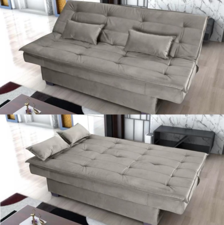 Sofá-cama Casal 3 Lugares Suede Matrix – Esmeralda