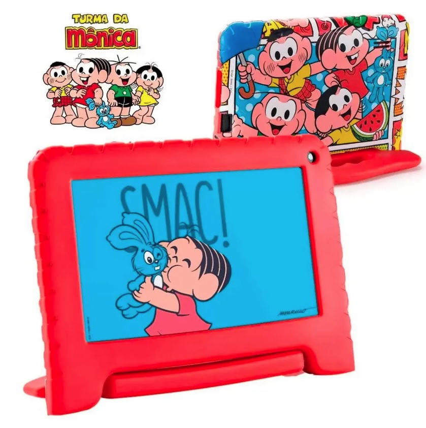 Tablet Multilaser Turma da Mônica Wi Fi Tela 7 Pol. 16GB Quad Core – NB341, vermelho