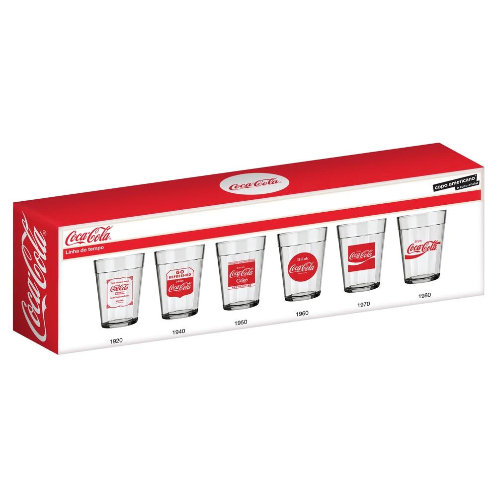 Conjunto de Copos Linha do Tempo Copo Americano Coca-Cola 190 ml – 6 Peças