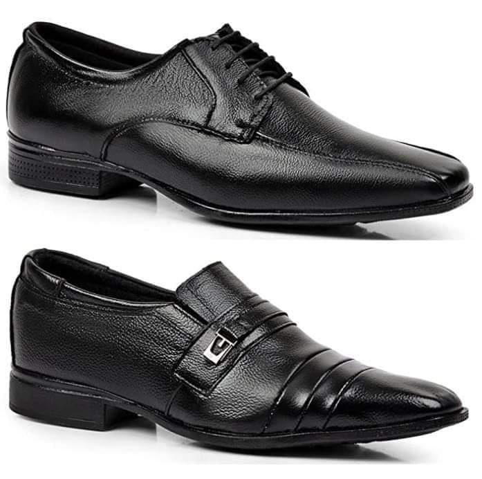 Kit 2 Pares Sapato Sociais Em Couro Polo State Premium Preto