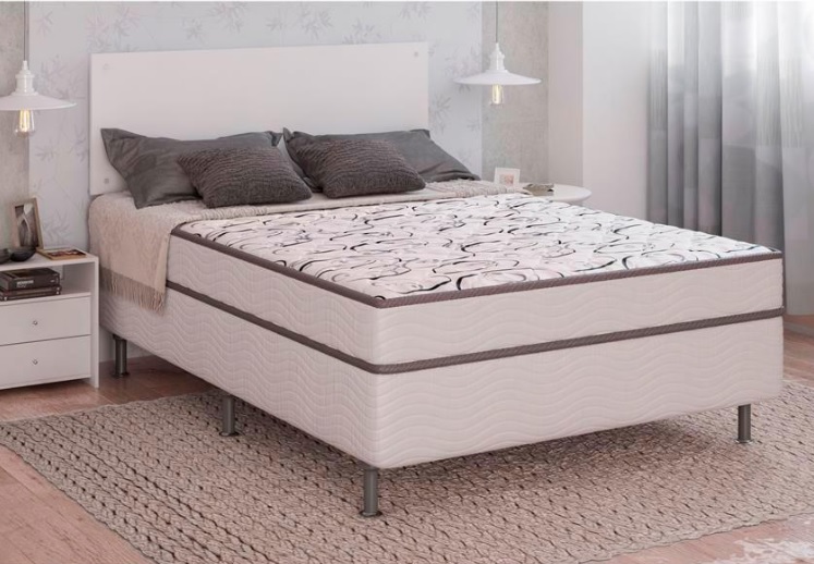 Cama Box Conjugada Casal Ortobom Turin Ortopédico com Ortopillow 55x138x188cm – Branco/Cinza