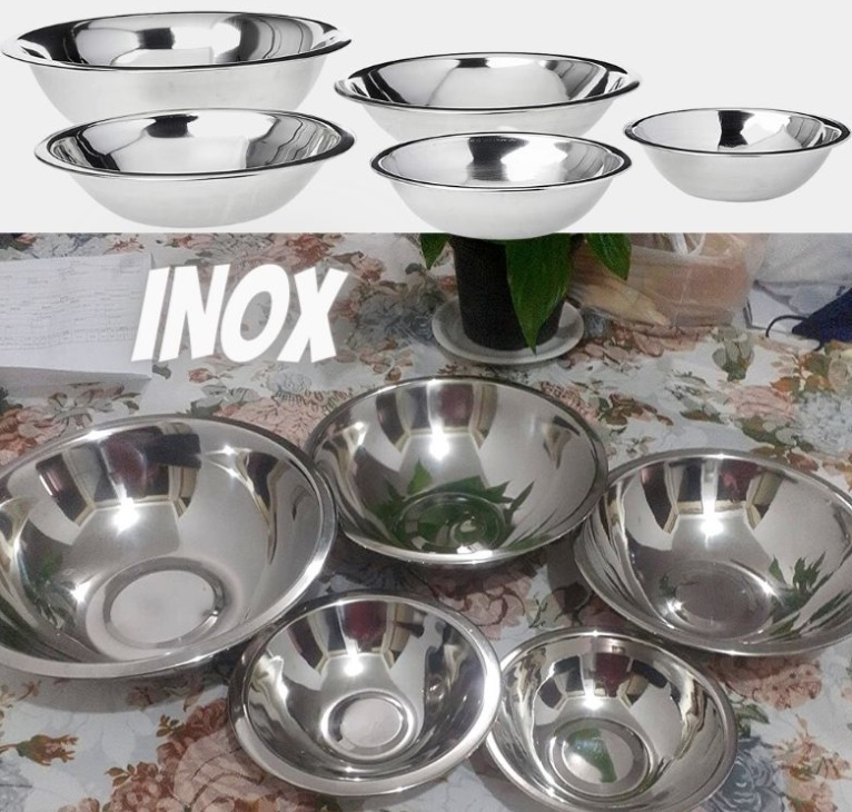 Conjunto com 5 Tigelas Rasas Inox, IN0051, Euro Home