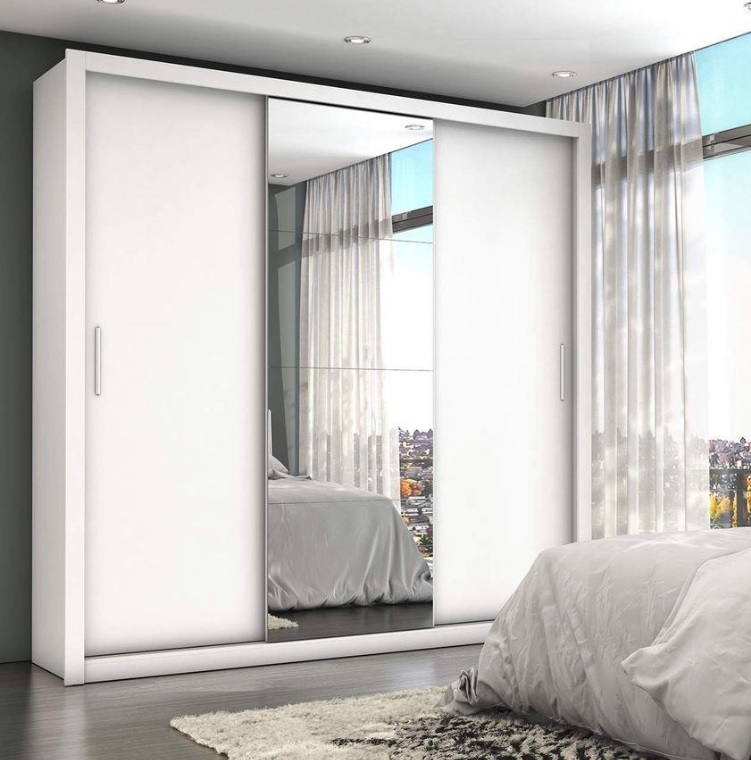 Guarda Roupa Casal 4 Espelhos 3 Portas de Correr 4 Gavetas Max Plus Espresso Móveis