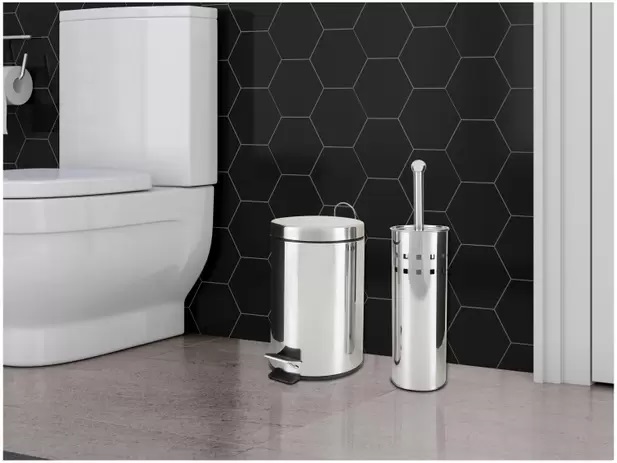 Kit Lixeira Inox para Banheiro com Pedal – 3L 2 Peças Brinox Stardard