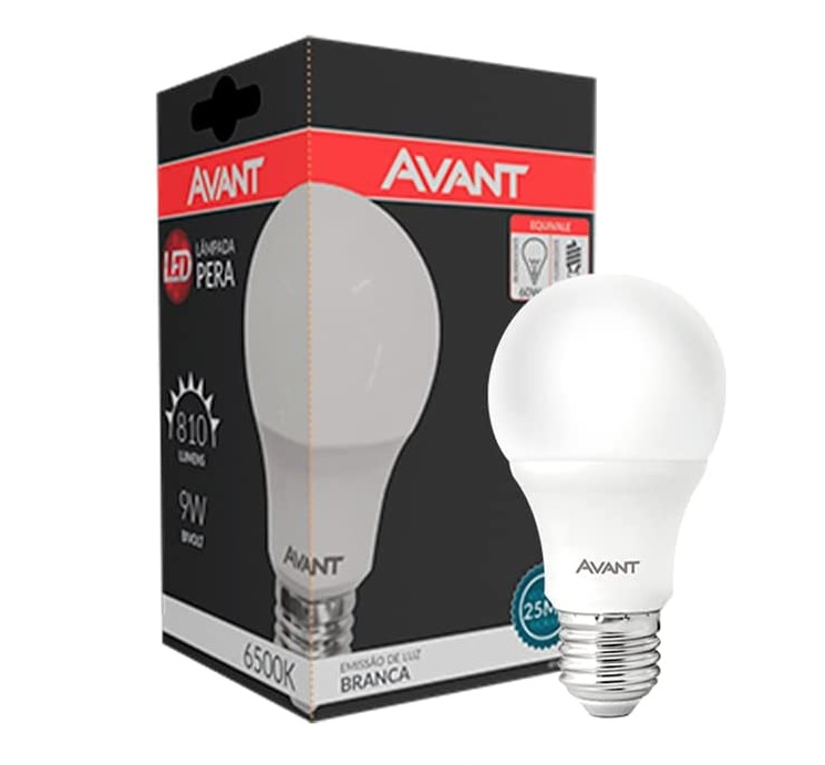 Lâmpada LED Pera, 9W, Luz branca 6500K, Soquete E27, Bivolt, Avant