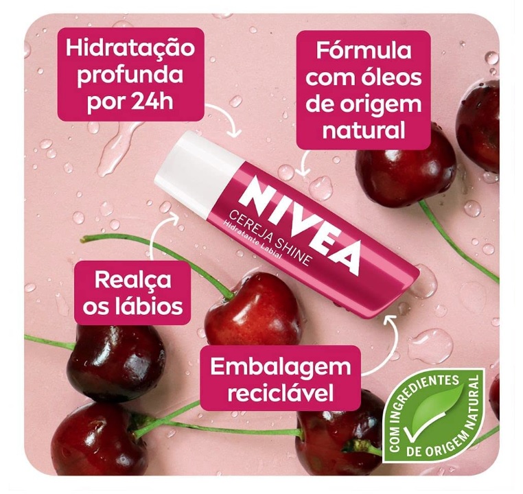 NIVEA Hidratante Labial Cereja Shine 4,8g