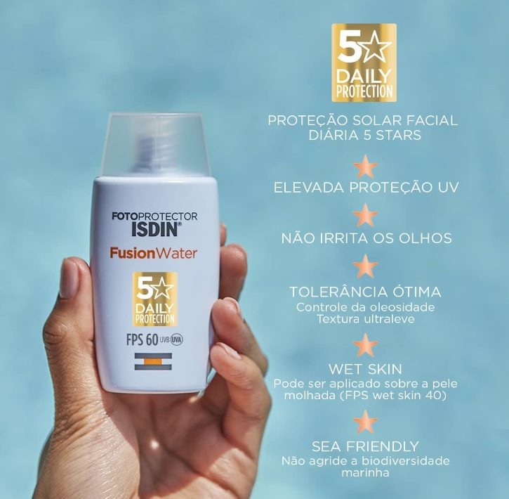 Protetor Solar Facial Isdin Fusion Water 5 Stars Fps 60-30Ml, Isdin BR SC
