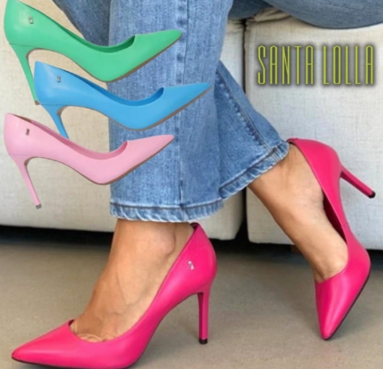 Scarpin Couro Santa Lolla Salto Fino Alto