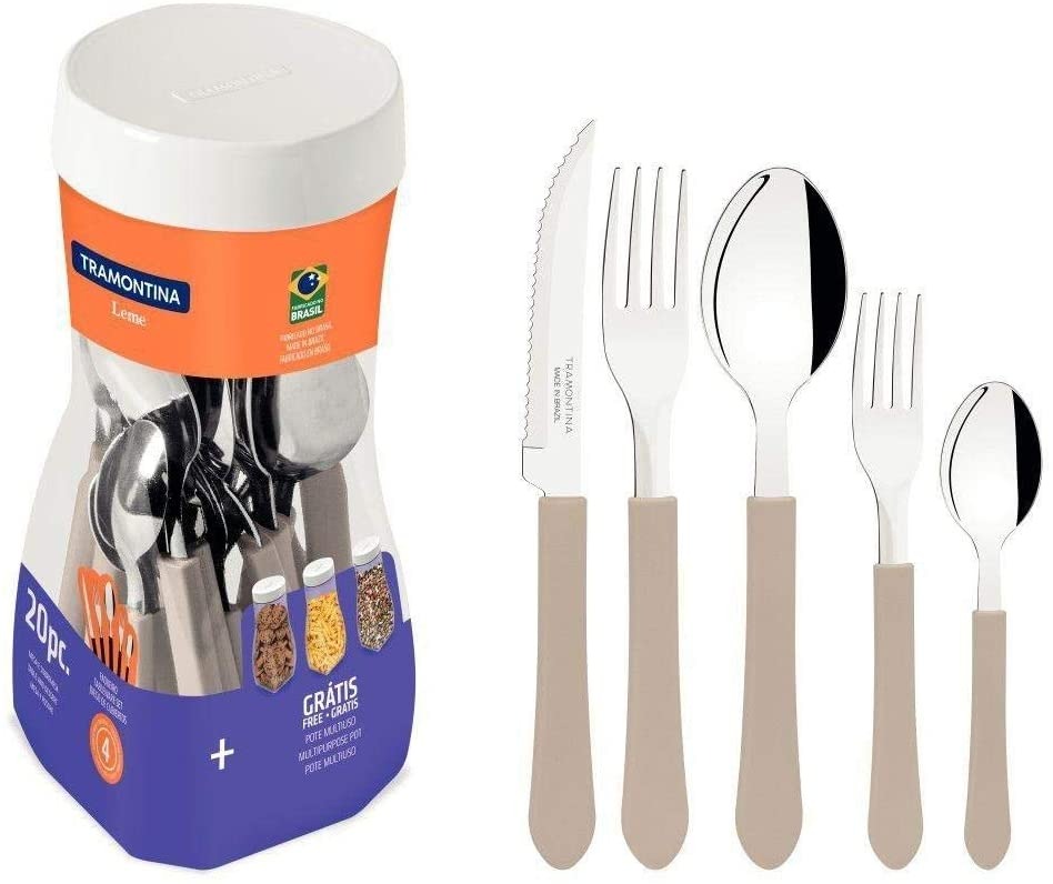 Faqueiro Inox 20 peças Leme Cinza – Tramontina