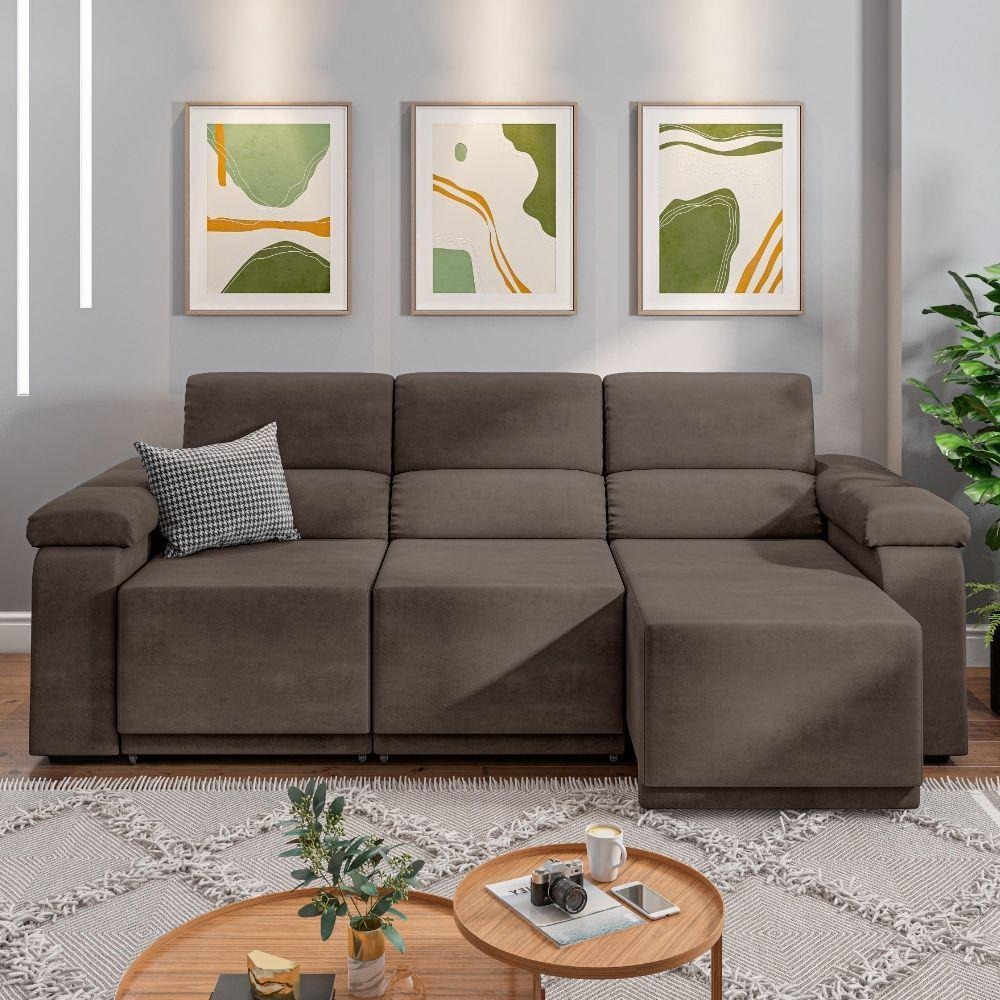 Sofá Retrátil Desmontável Suede 2,10m 3 Lugares Fox