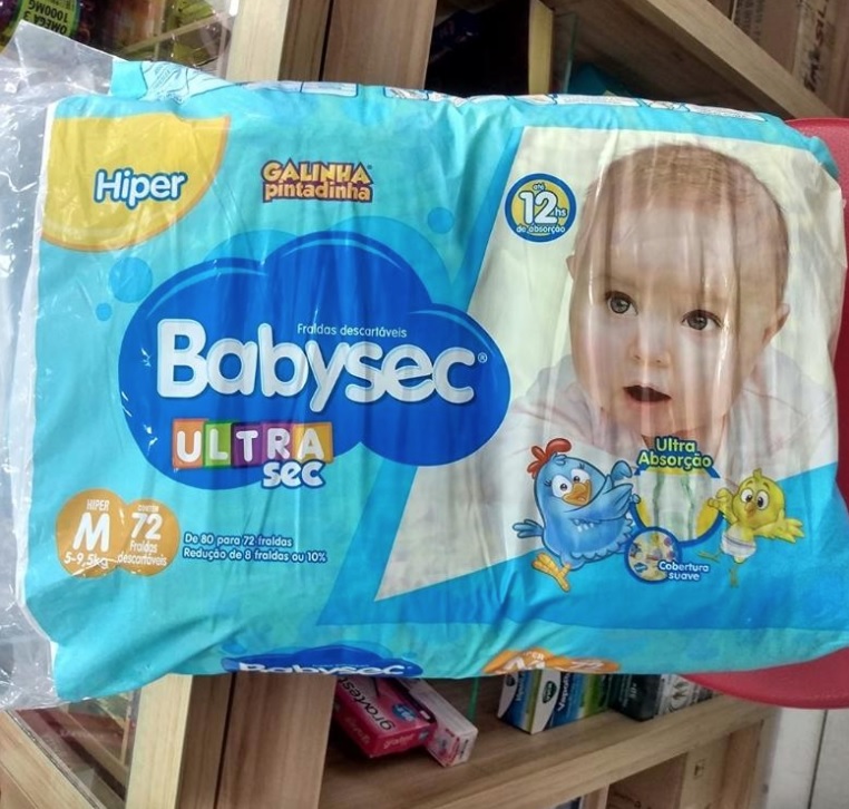 Babysec Fraldas Descartáveis Ultrasec Galinha Pintadinha, 72 Unidades, Tamanho M 5 – 9, 5 Kg, Babysec, Azul, M