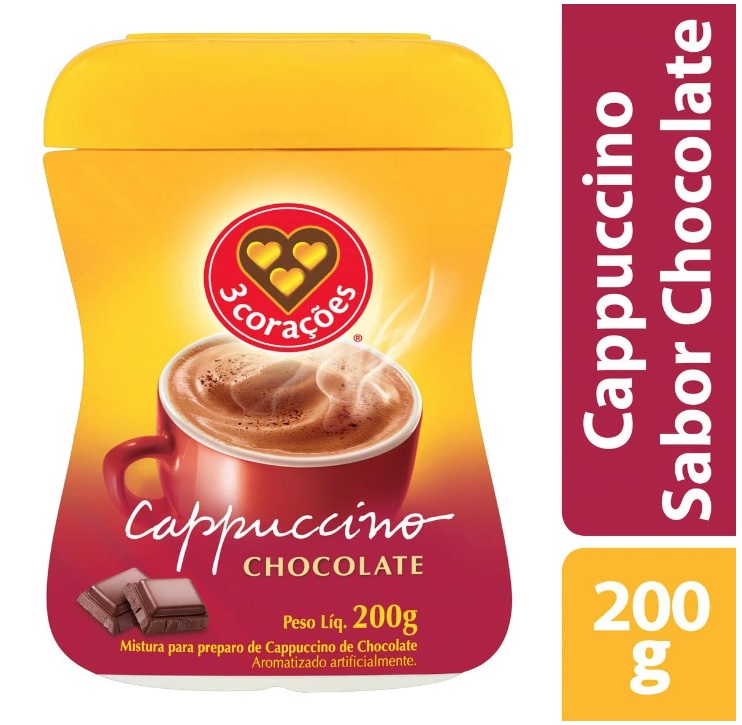 Cappuccino, Chocolate, Pote, 200g, 3 Corações
